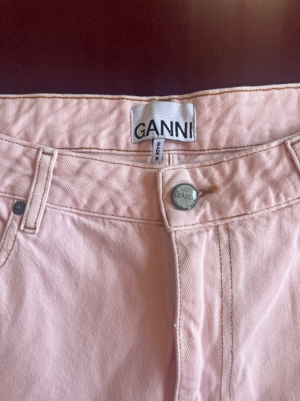 GANNI Stary Jeans Chalk Pink Sz 30 | Ink Stain/Flaws